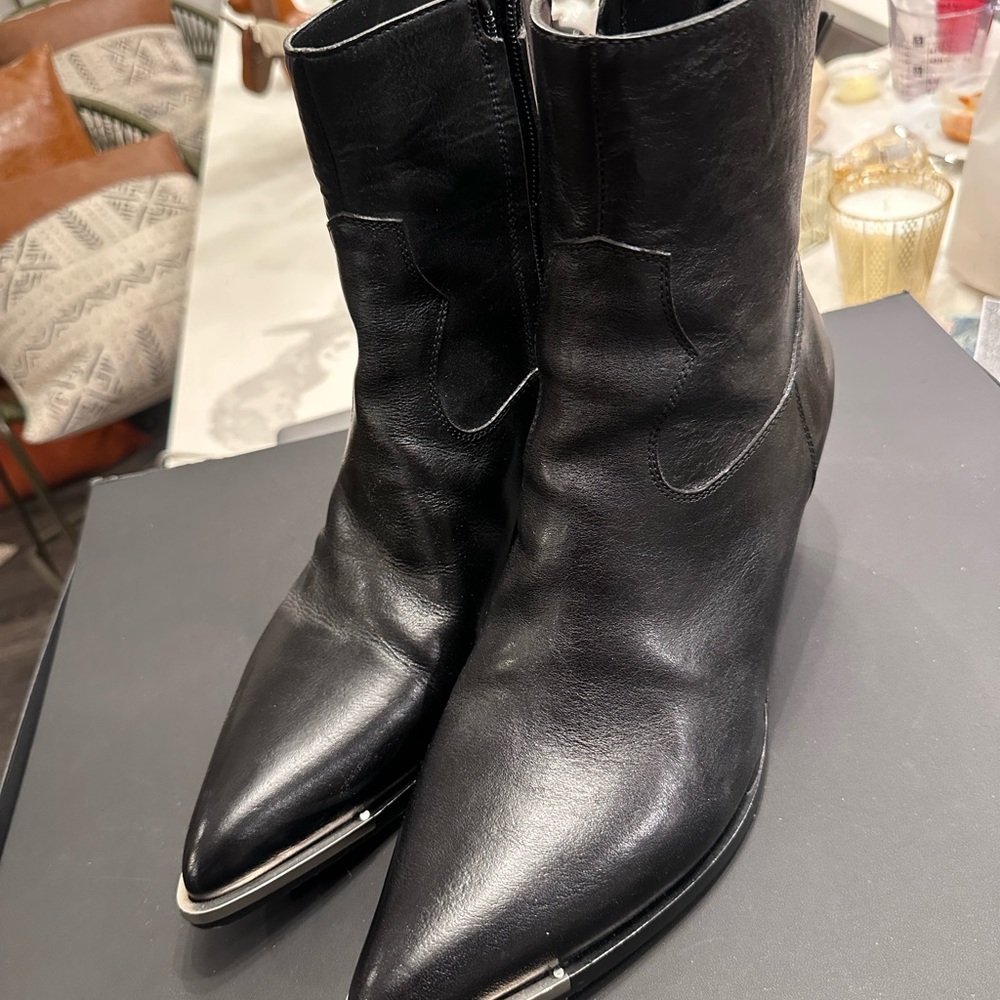 Celine Black Leather Pointed Toe Boots - Picture 4 of 4